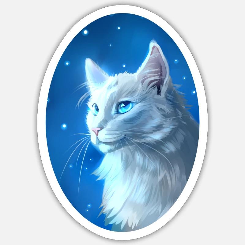 Cloudtail Cloud Tail Warrior Chats Chat Blanc - Sticker taille S (10 x 10 cm) - blanc mat