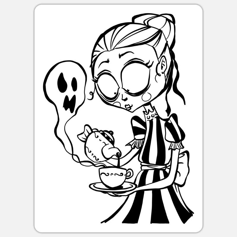 Scary Girls serviert Tee - Sticker Größe S (10 x 10 cm) - Mattweiß