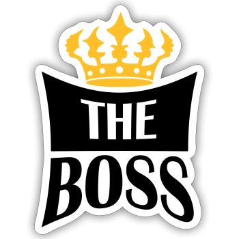 Krone The Boss - Sticker Größe S (10 x 10 cm) - Mattweiß - Vorne