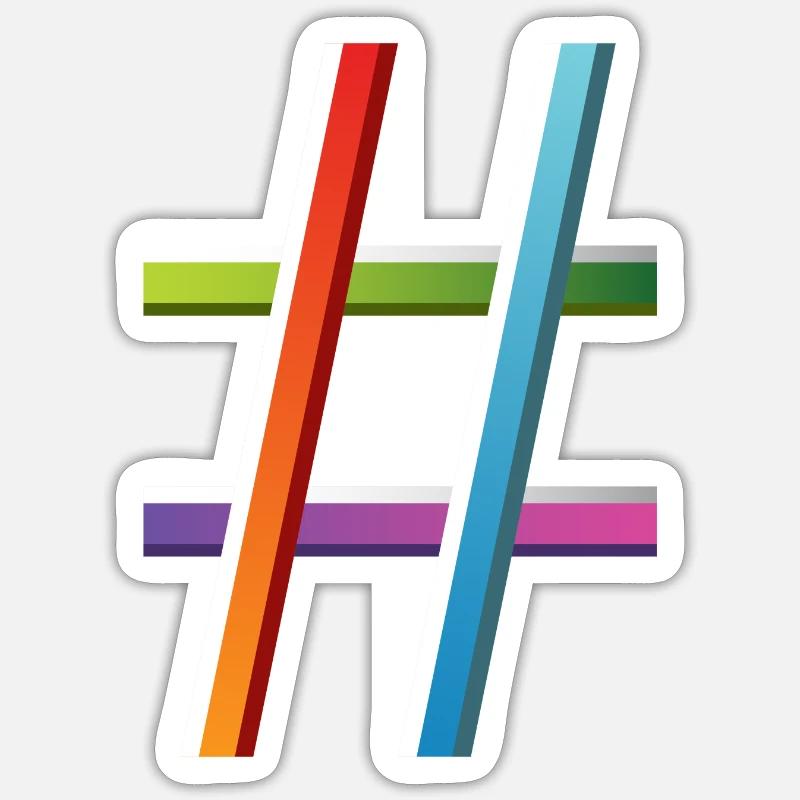 Hashtag coloré - Sticker taille S (10 x 10 cm) - blanc mat