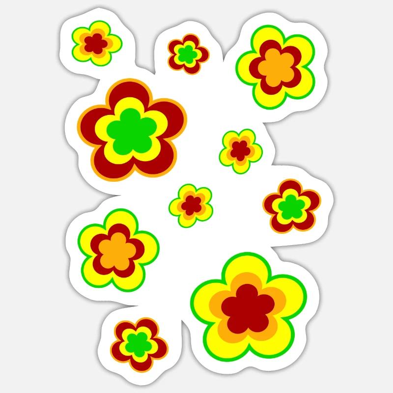 70s Flower Pattern Sticker size S (10 x 10 cm)