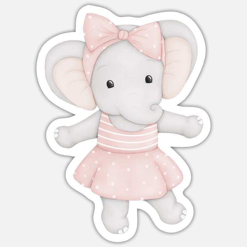 éléphant mignon comme ballerine - Sticker taille S (10 x 10 cm) - blanc mat