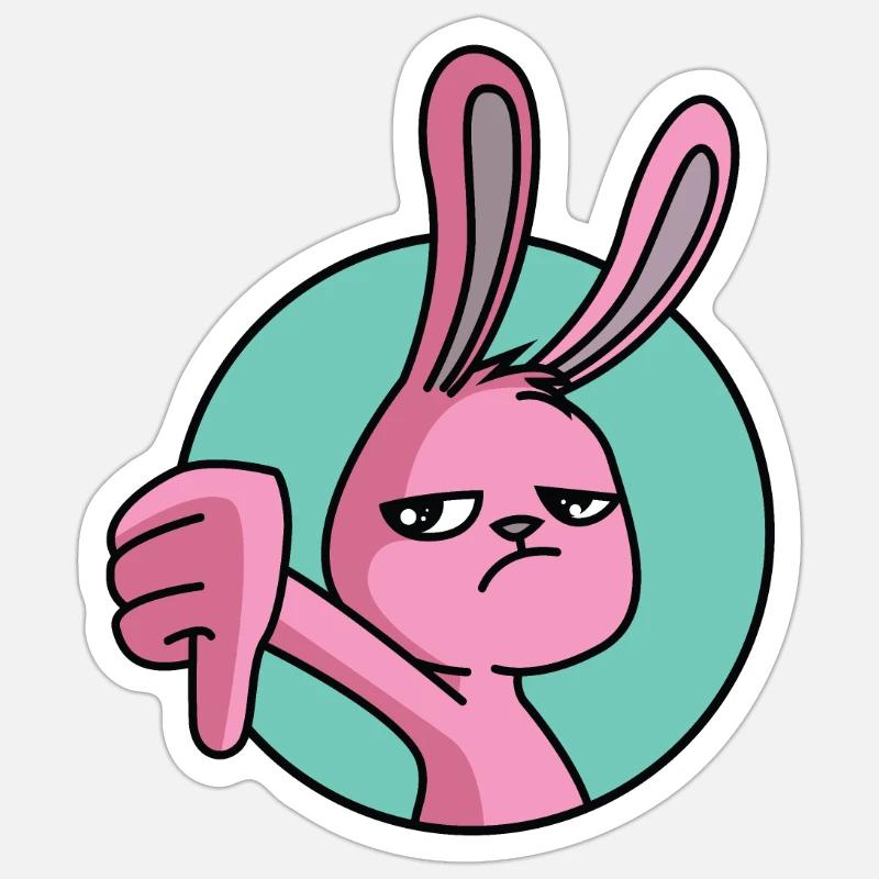 Rabbit thumbs down - Sticker size S (10 x 10 cm) - white matte