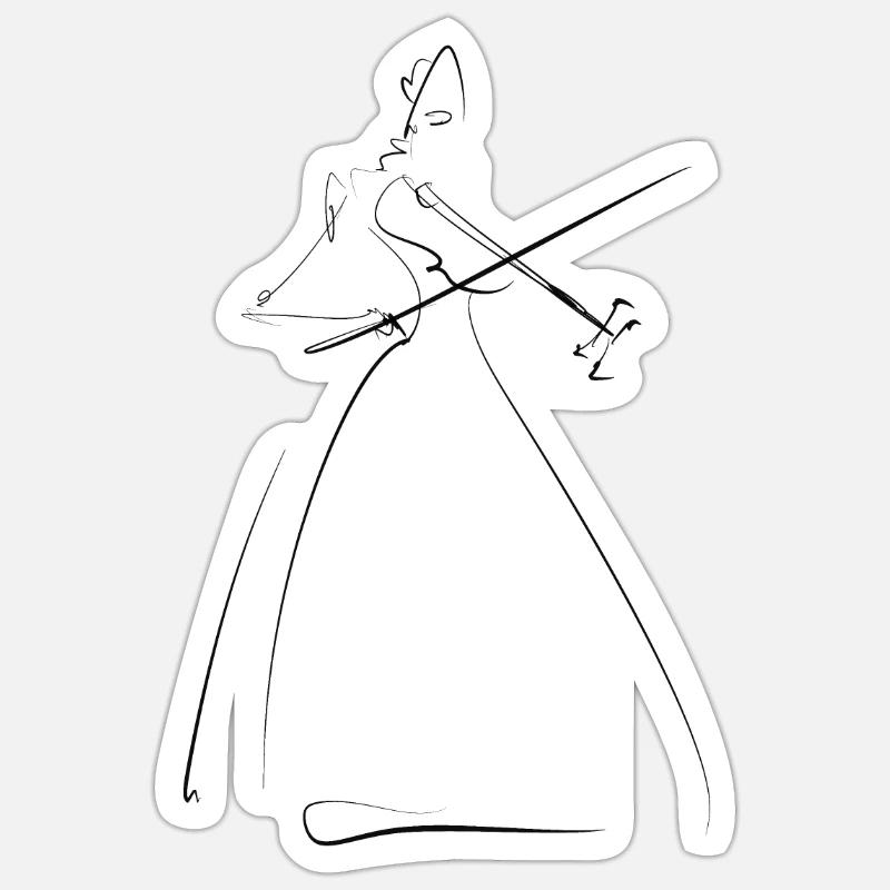 Violoniste - Sticker taille S (10 x 10 cm) - blanc mat