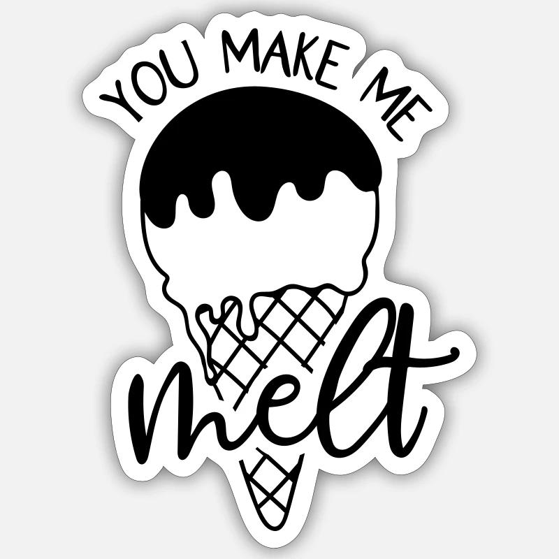 COOL EIS SOMMER KALT EISDIELE EISTÜTE LECKER MOTIV - Sticker Größe S (10 x 10 cm) - Mattweiß