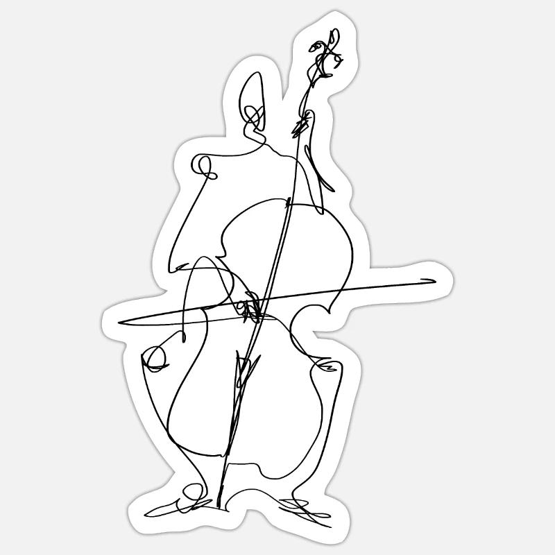 Violoncello06 - Sticker Größe S (10 x 10 cm) - Mattweiß