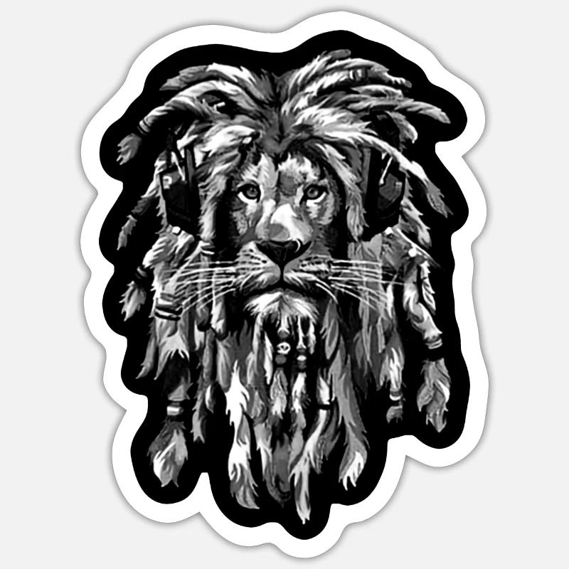 Lion - Sticker taille S (10 x 10 cm) - blanc mat