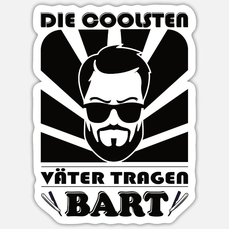Die coolsten Väter tragen Bart - Sticker Größe S (10 x 10 cm) - Mattweiß