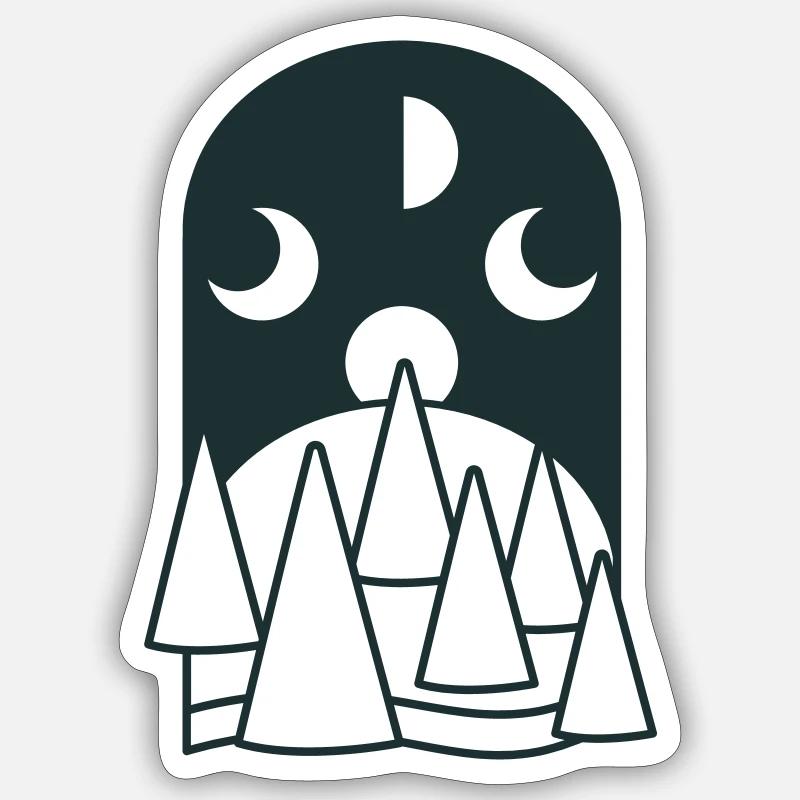 BOHO Phases de lune arc avec forêt Sticker taille S (10 x 10 cm)