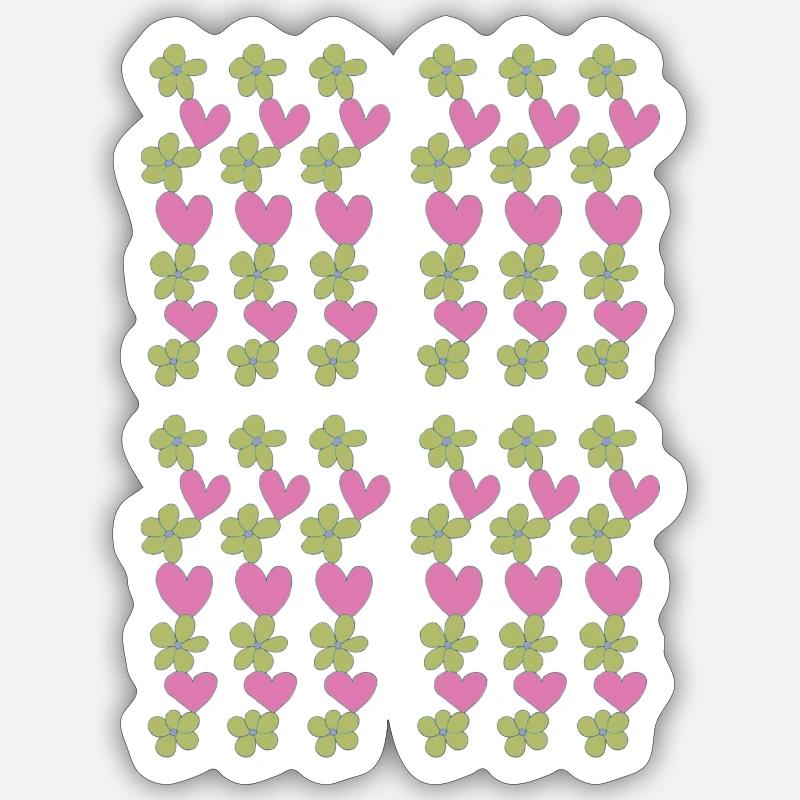 hearts flowers pattern - Sticker size S (10 x 10 cm) - white matte