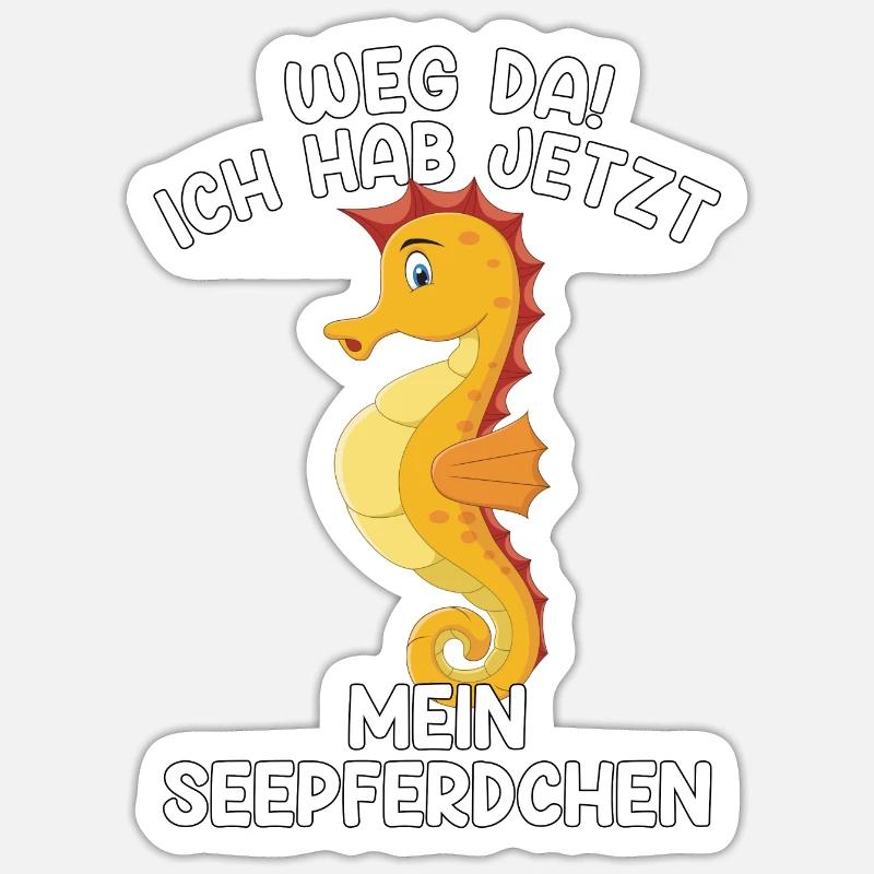 Seepferdchen Spruch Abzeichen Kinder Geschenk - Sticker Größe S (10 x 10 cm) - Mattweiß