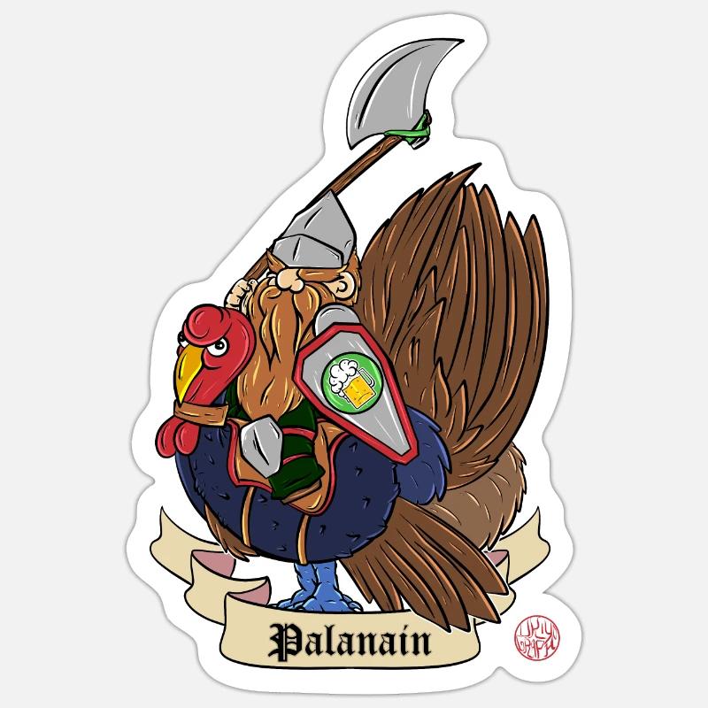 Paladin nain - le Palanain - Sticker taille S (10 x 10 cm) - blanc mat