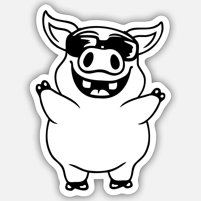 Cool Sunglasses Pig Comic - Sticker size S (10 x 10 cm) - white matte
