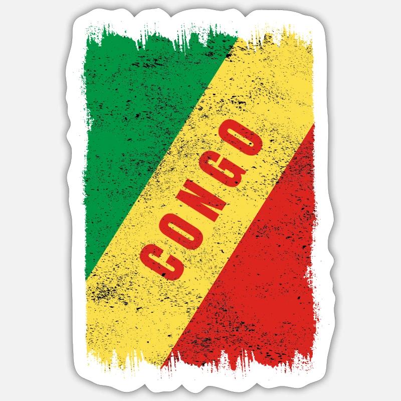 Drapeau du Congo - Sticker taille S (10 x 10 cm) - blanc mat