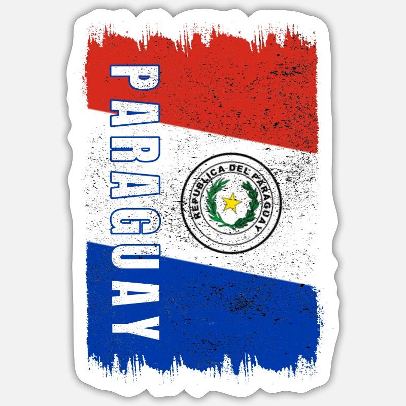 drapeau du Paraguay - Sticker taille S (10 x 10 cm) - blanc mat