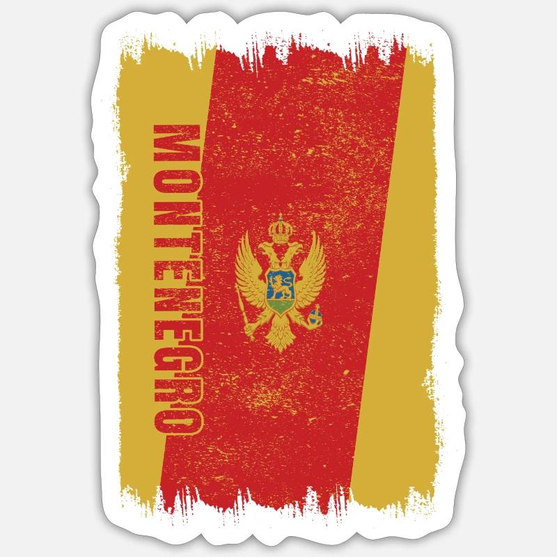 Drapeau du Monténégro - Sticker taille S (10 x 10 cm) - blanc mat