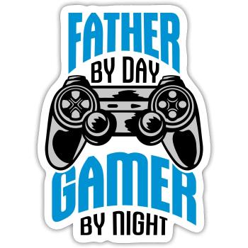 Father by day Gamer - Sticker size S (10 x 10 cm) - white matte - Front