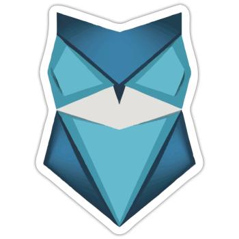 Blue Owl Origami Art - Sticker size S (10 x 10 cm) - white matte - Front