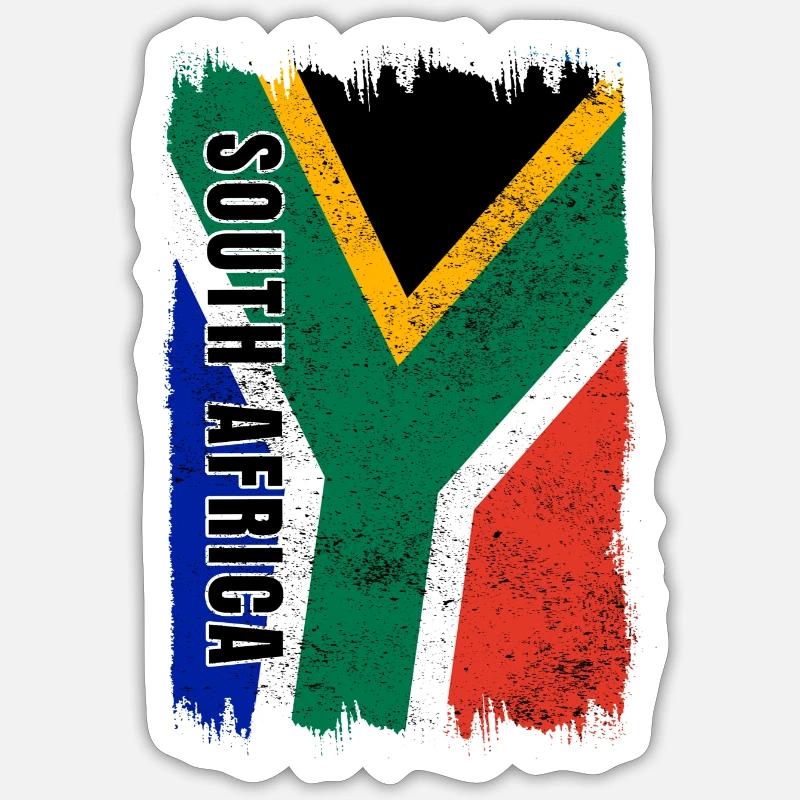 drapeau afrique du sud - Sticker taille S (10 x 10 cm) - blanc mat