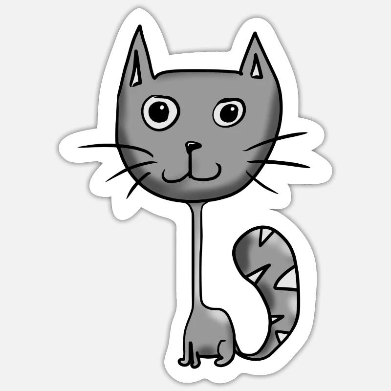 Gris chat - Sticker taille S (10 x 10 cm) - blanc mat