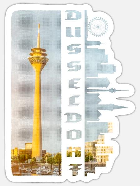 Düsseldorf Deutschland Stadt Skyline Heimat Liebe - Sticker Größe S (10 x 10 cm) - Mattweiß