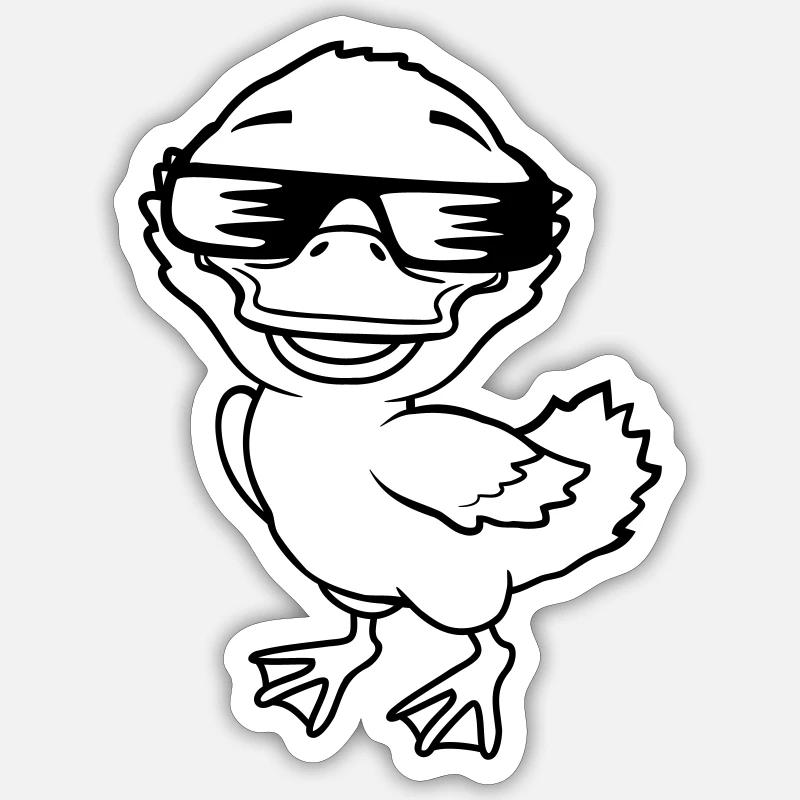 Cool Duckling Sunglasses Comic - Sticker size S (10 x 10 cm) - white matte