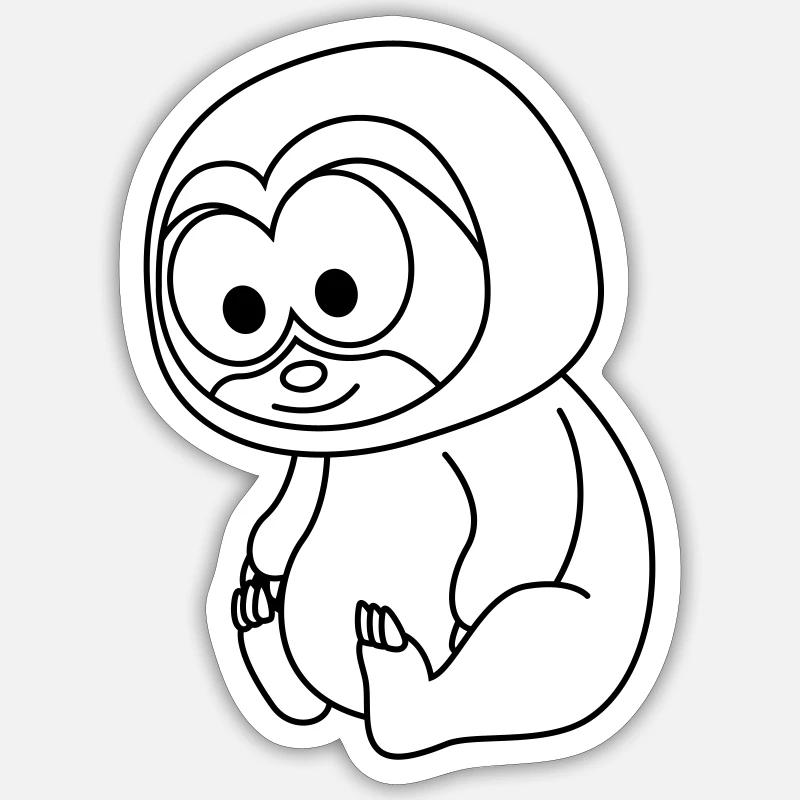 Sloth Comic Animal - Sticker taille S (10 x 10 cm) - blanc mat