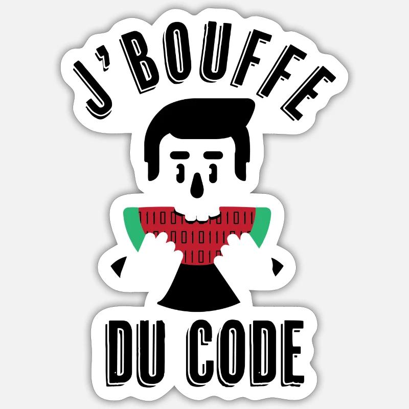 Je bouffe du code - Sticker taille S (10 x 10 cm) - blanc mat