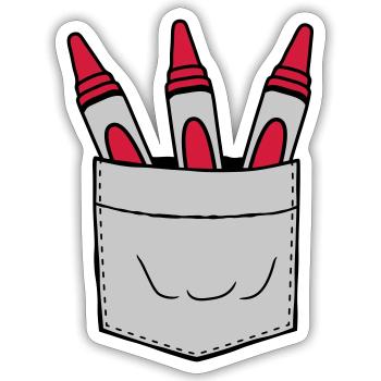 Brusttasche Wachsmalstifte unterwegs mitnehmen - Sticker Größe S (10 x 10 cm) - Mattweiß - Vorne