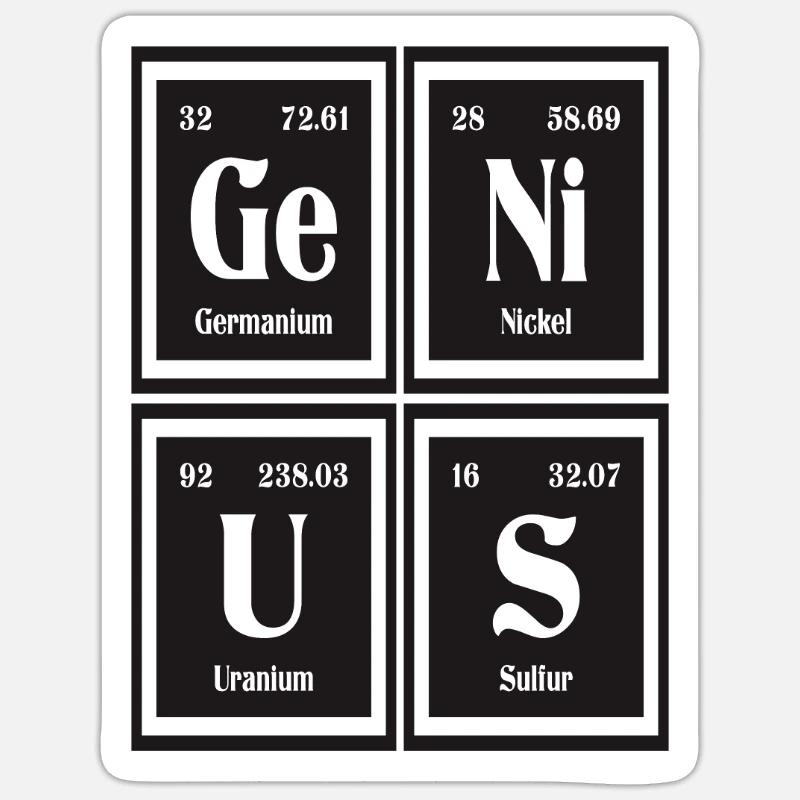 Genius | Periodensystem der Elemente - Sticker Größe S (10 x 10 cm) - Mattweiß