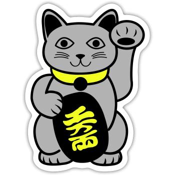 Maneki Winkekatze - Sticker Größe S (10 x 10 cm) - Mattweiß - Vorne