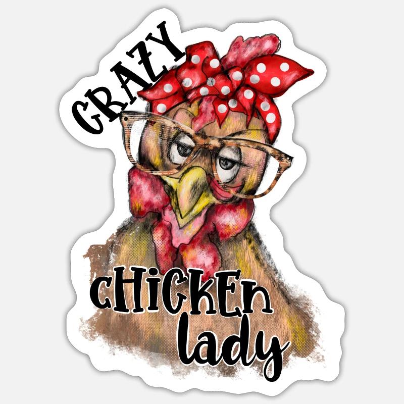 Crazy chicken lady Drôle de conception de ferme Sticker taille S (10 x 10 cm)