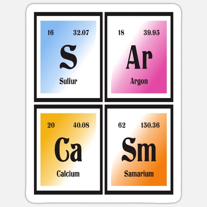 Sarcasme | Tableau périodique des éléments - Sticker taille S (10 x 10 cm) - blanc mat
