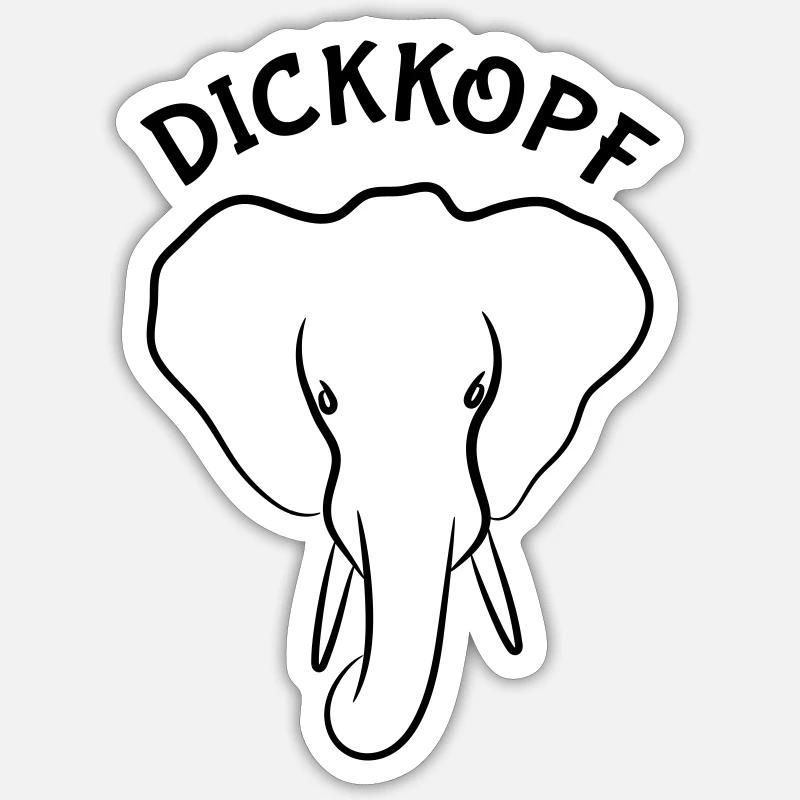Dickkopf Elefant - Sticker Größe S (10 x 10 cm) - Mattweiß