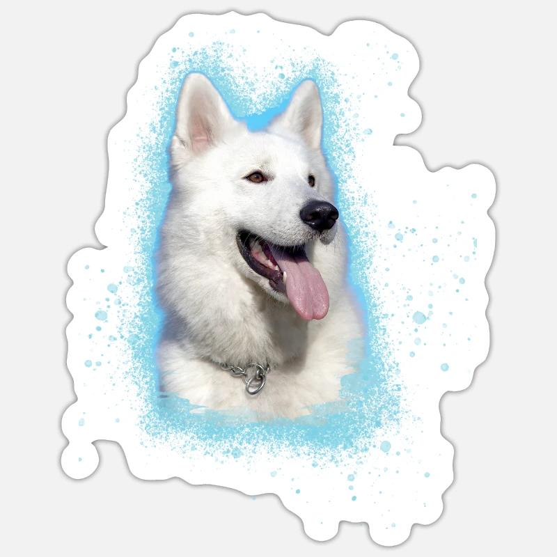 Berger Blanc Suisse,shepherd,dog,graffiti,pink - Sticker size S (10 x 10 cm) - white matte