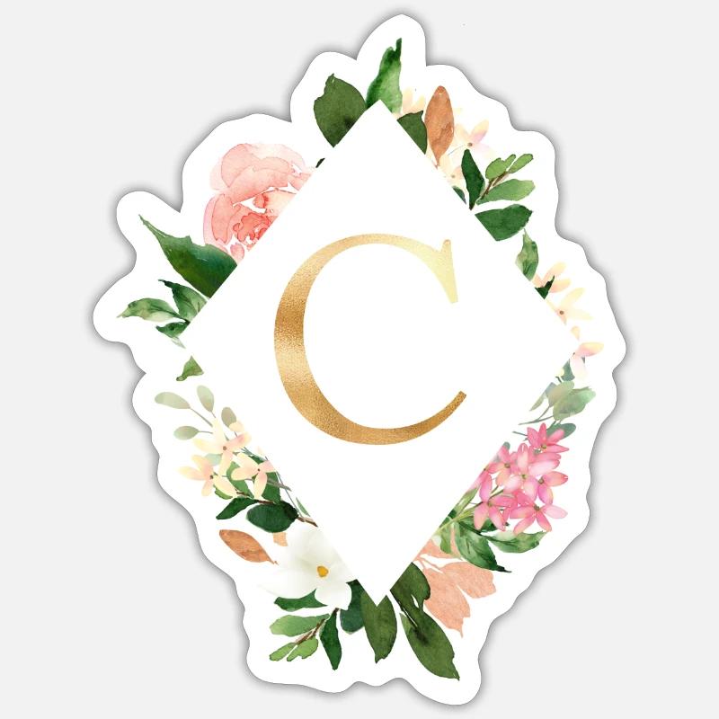 Flowers Bouquet Boho Monogram C customizable Sticker size S (10 x 10 cm)