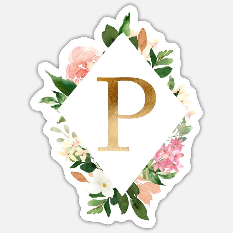 Flowers Bouquet Boho Monogram P customizable Sticker size S (10 x 10 cm)
