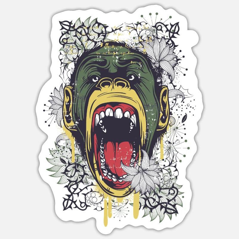 Chimpanzé - Sticker taille S (10 x 10 cm) - blanc mat