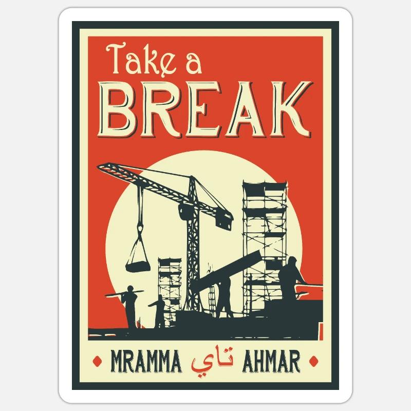 TAKE BREAK AND DRINK A TEA Sticker taille S (10 x 10 cm)