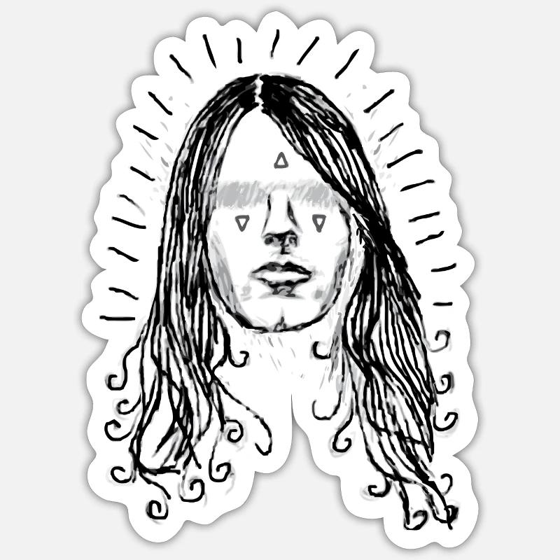 Psychedelic Rocker - Sticker taille S (10 x 10 cm) - blanc mat
