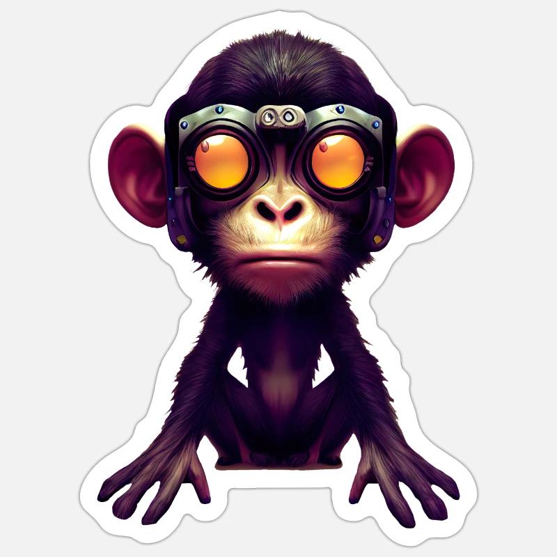 Affe mit Brille. Sticker Größe S (10 x 10 cm)