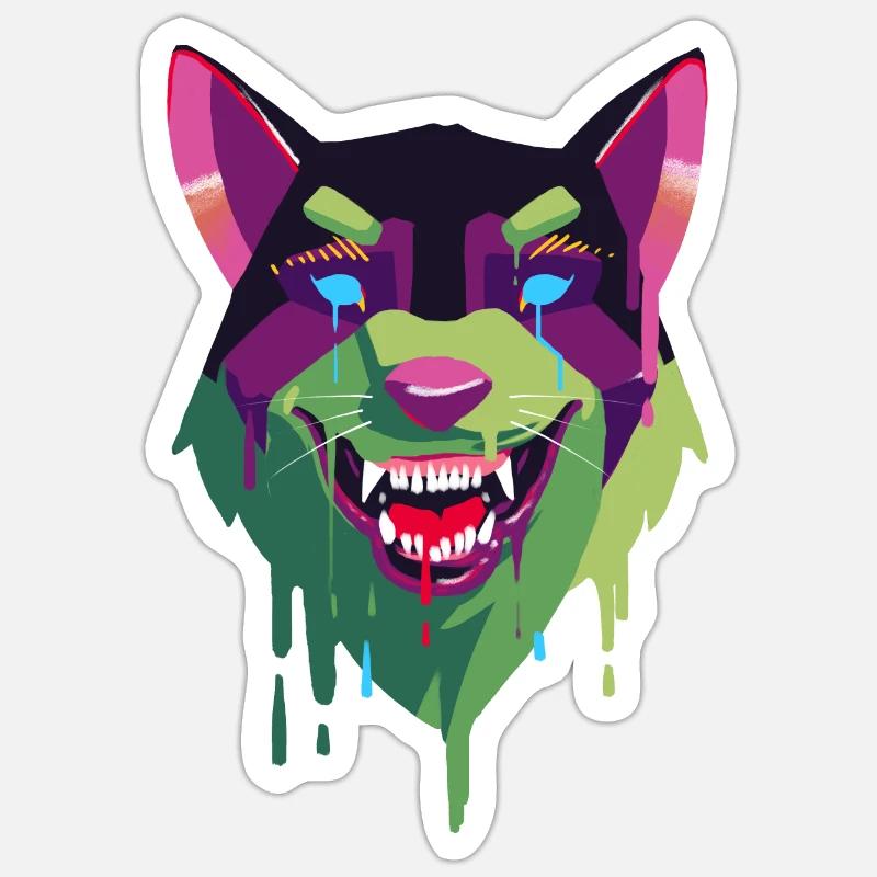 Abstaktischer Wolf, Wolf Sticker Größe S (10 x 10 cm)