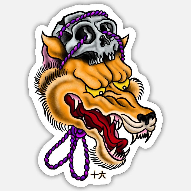 Kitsune - Sticker taille S (10 x 10 cm) - blanc mat