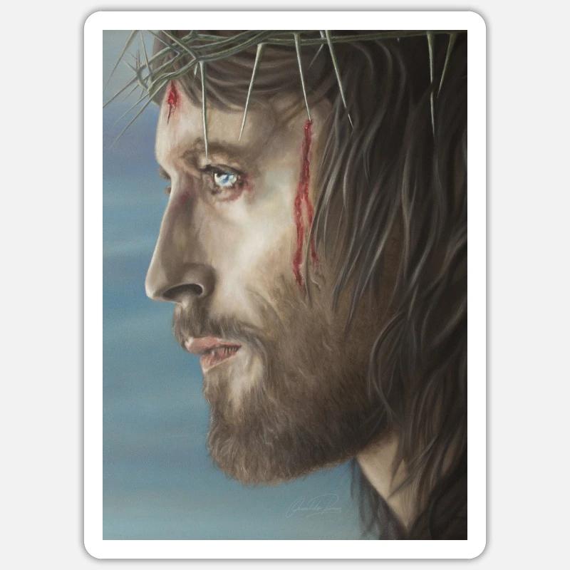 Jésus de Nazareth - Sticker taille S (10 x 10 cm) - blanc mat