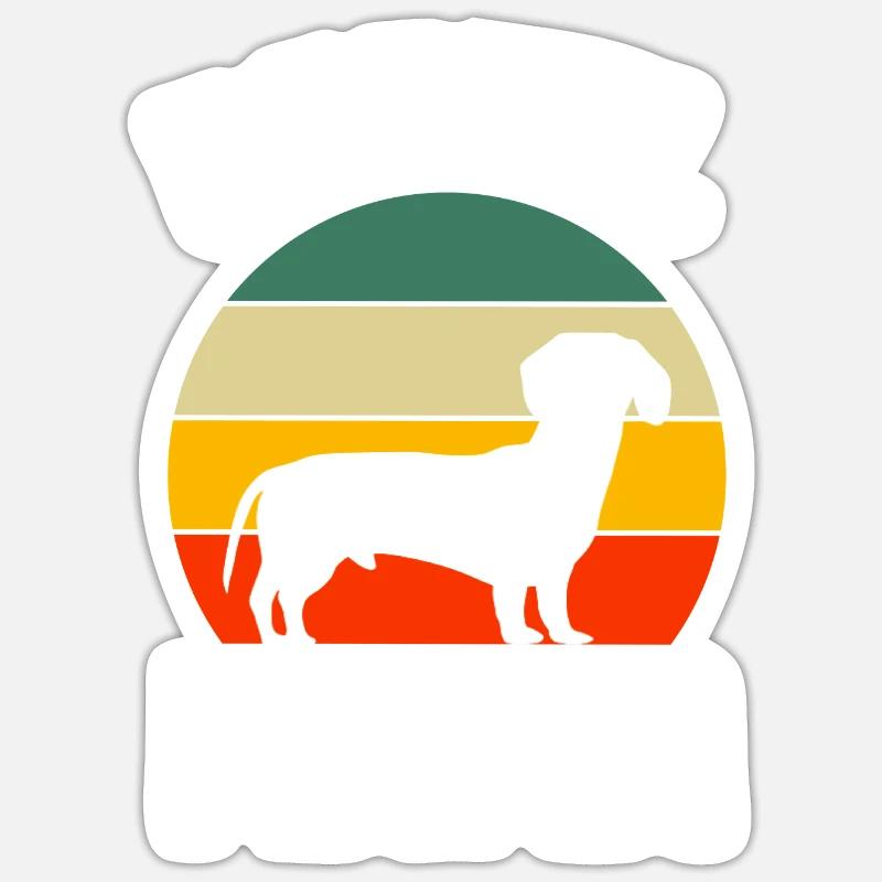 Retro Dackel Mama - Sticker Größe S (10 x 10 cm) - Mattweiß