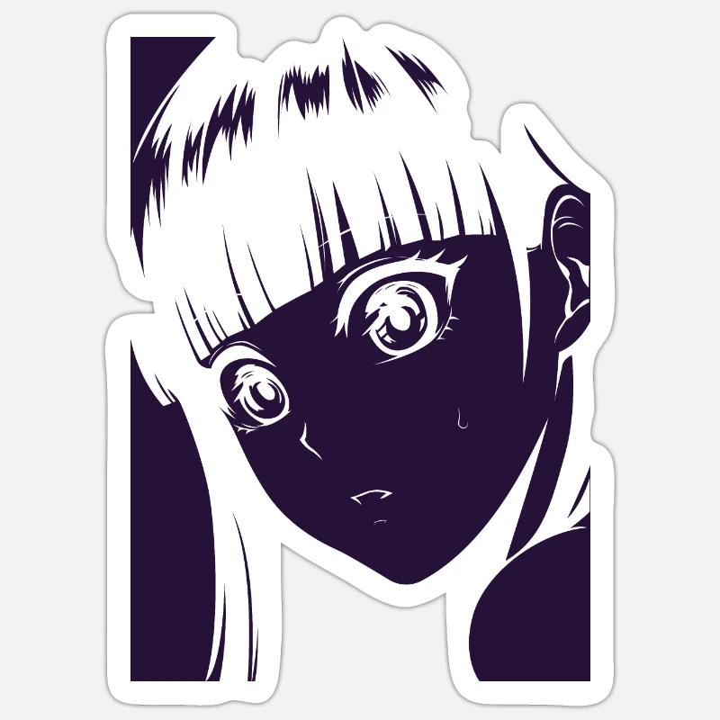fille mignonne choquée Sticker taille S (10 x 10 cm)