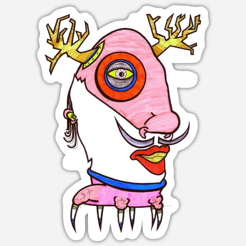 Elch Mann - Sticker Größe S (10 x 10 cm) - Mattweiß