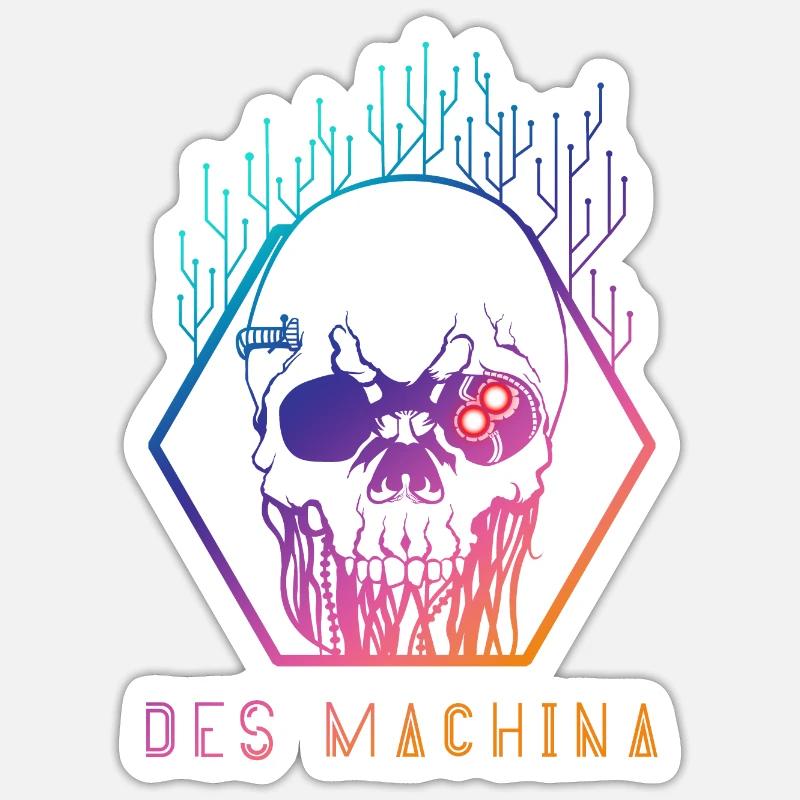 Impression de crâne Cyberpun Sticker taille S (10 x 10 cm)