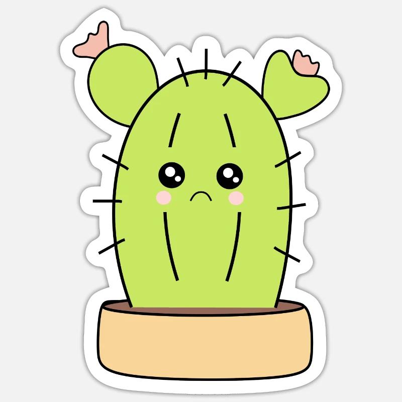 sad cactus - Sticker size S (10 x 10 cm) - white matte
