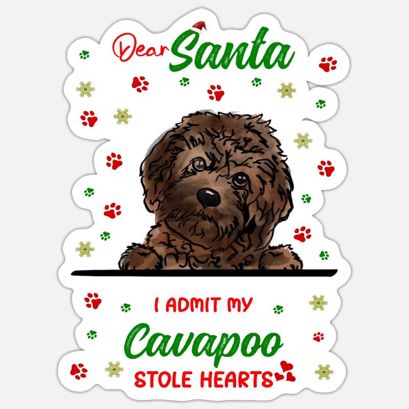 Kavapoo Hund Weihnachten Hunderasse - Sticker Größe S (10 x 10 cm) - Mattweiß